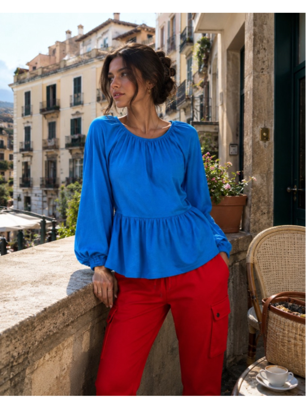 Women's Ann Taylor Petite Top Size SP Blue Summer